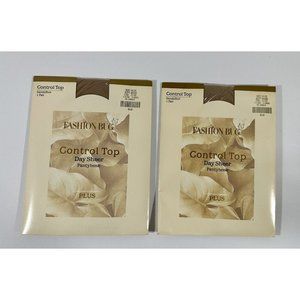 Fashion Bug Pantyhose Soft Beige Control Top Day Sheer Plus Size 1X - 2X New